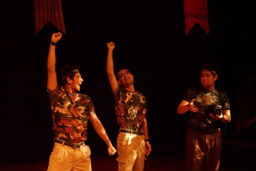 Finale Showcase from Foundations of Acting II by Pat Chan: Saya Anak Malaysia (Baru). Scene of the lead roles celebrating that they found a way to go back in time.