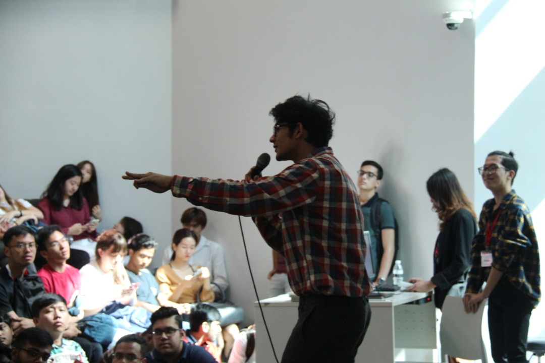 Danniel using body langauge to engage the audience
