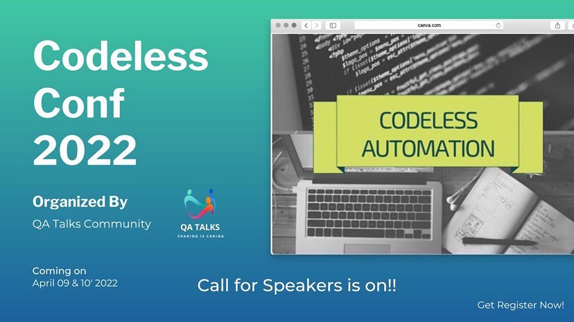 Poster for QA Talks' Codeless Conference 2022 where Danniel was Host Lead.